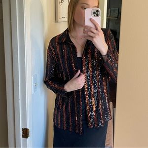 Zara Sequin Button-Down Shirt